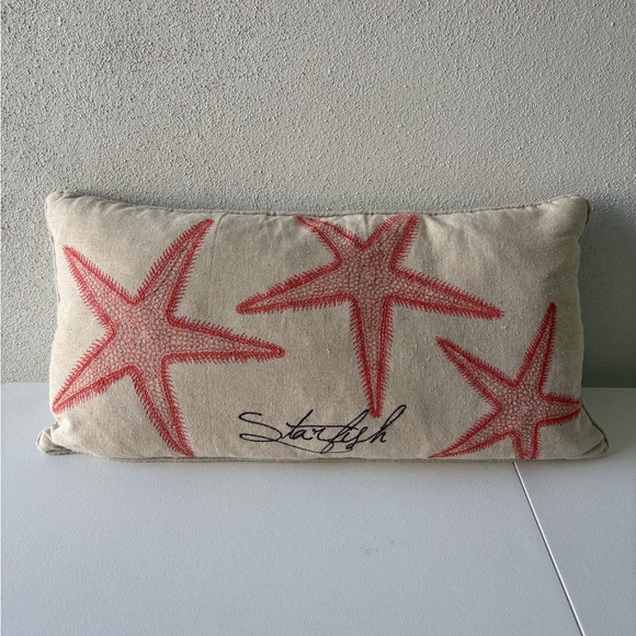Coastal Decor Throw Pillows 3 Sizes Decor Starfish Beach Ocean‎ Embroidered - Picture 3 of 16